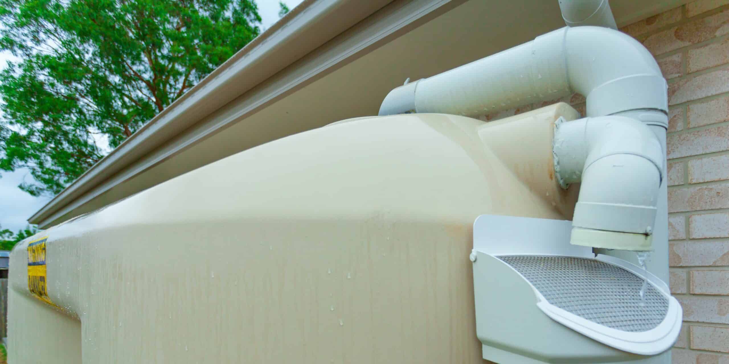 Rain water tank connected to the roof.
